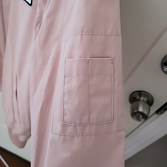 New MIXXO Pink Cotton Blend Bomber Jacket with Cute Word Patches Medium - Picture 10 of 15